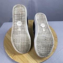 Youth Size 2 Black Canvas Slip On Sneakers Memory Foam Casual Shoes White Trim