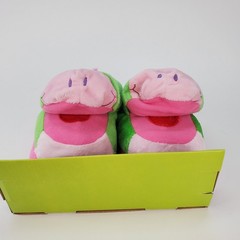 Total Vision Wacky Walkers Dino Plush Animated Slippers Green Pink Kids Sz Large