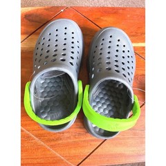 Joybees Kids Active Clog Charcoal Grey Neon Green Slip On Water Shoes Size C8/9