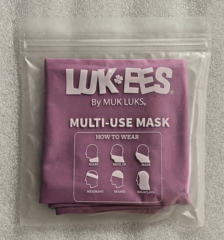 MUK LUKS LUK-EES MASK PURPLE PINK MULTIUSE SCARF HEADBAND BEANIE BANDANA NECK UP