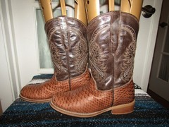 TEXAS COUNTRY Cowboy Boots Brown Snake Pattern Leather Youth sz 1 Mex 21