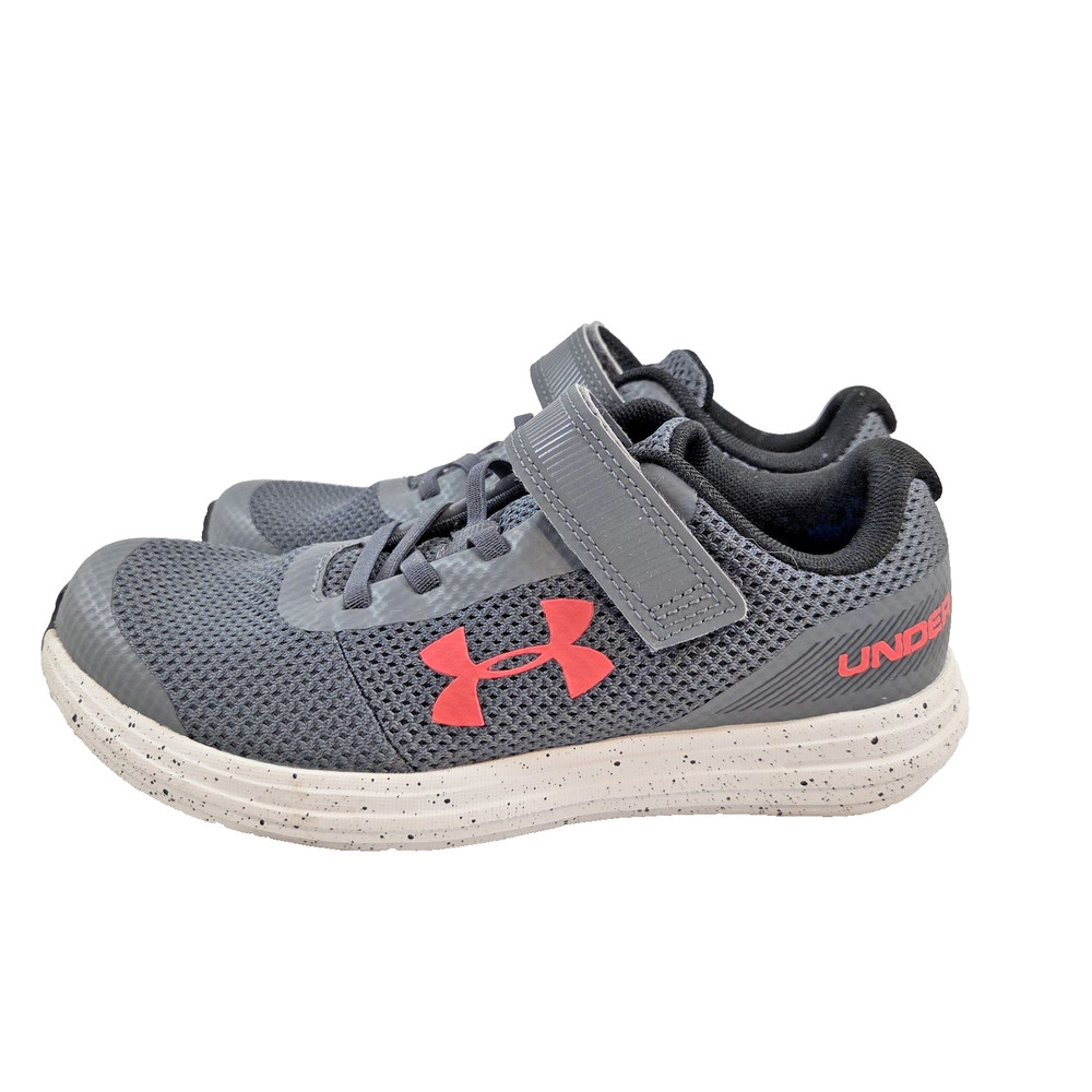 Under Armour Surge 2Y Preschool Running Shoes Gray Pink Hook & Loop Sneakers