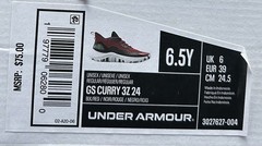 Under Armour GS CURRY 3Z 24 Boys Size 6.5Y Black + Red Basketball Sneakers New