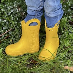 Crocs Handle It Rainboots Rubber Pull On Kids’ 8 Yellow