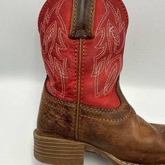 Justin Canter CHILDS 9D Boot Brown Red Western Cowboy Leather Pull On Scuffs