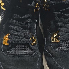 Jordan Air Jordan 4 Retro BG Black/Gold/White Suede Sneaker 7Y 408452-035