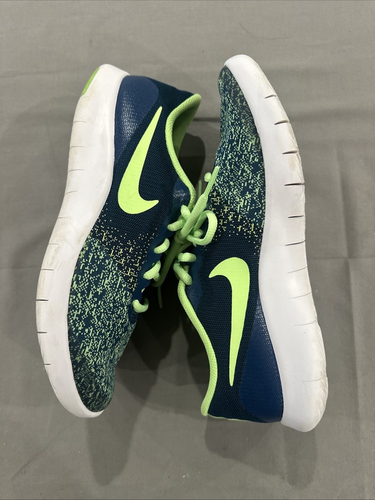 Nike Flex Run Blue/Green Contact Sneakers Shoes Youth Size 6.5Y AV8576-400 EUC