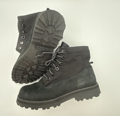 Timberland Roll Top Boots Leather Textile black Kids boys Size 4 one w/o laces