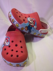 Crocs Fun Lab Super Mario Red White Blue Clog Casual Shoes J 2