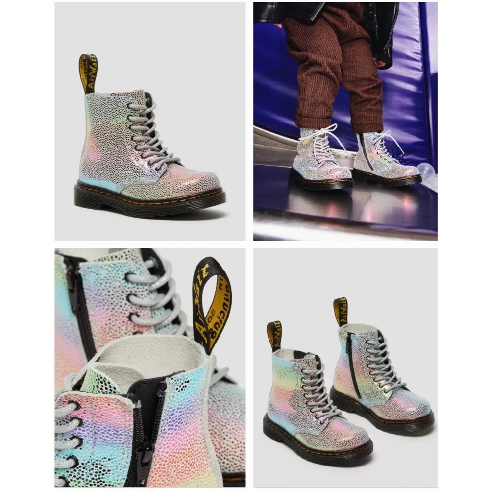 Rare Dr Martens 1460 Pascal Rainbow Glitter Holographic Boots Kids US 9