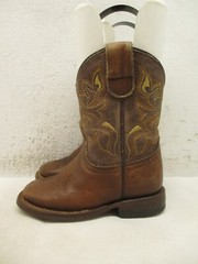 Tannermark Boots Kids Brown Leather Square Toe Cowboy Boots Size 7 Style 5160
