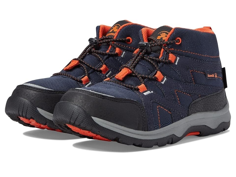 Kamik Trek Hiking Boots Waterproof Logo Little Kid Navy/Flames Big Kid 5