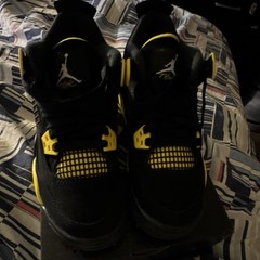 Jordan Air Jordan 4 Retro GS Black White Yellow Lace Up Size 4.5Y 36.5 EU