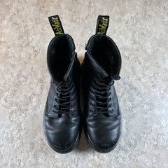 Dr Doc Martens 1460 J Black Leather Combat Boots Zip Kids Youth Size 3 US