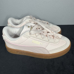 PUMA Pink White Gum Kids Leather Suede Sneakers 13C