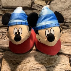 Disney Mickey Mouse Character Non Slip Slipper Sock Cuff Kids Size 11/12 NWT