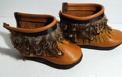 Gracious May Childs Leather Feather Fringe Boots–Size 5