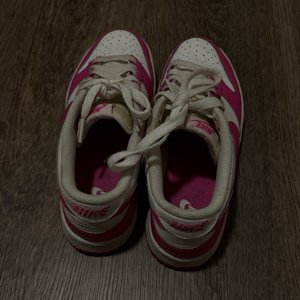 Nike Dunk Low GS Kids 3Y Pink/White Leather Low Top Lace-Up Sneakers