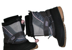BUSTER BROWN CHILL CHASERS GRAY BLCK PINK RAIN SNOW DUCK STYLE BOOTS / LINERS 10