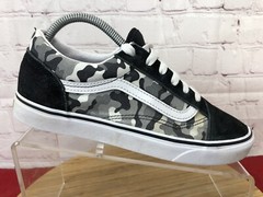 Vans Old Skool Camo Black Gray Canvas Suede Lace-Up Sneakers Youth Size 7