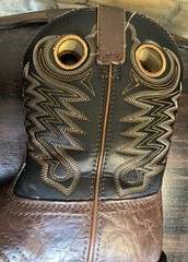 Durango Youth Sz 2 M Black Brown Leather Buckaroo Stockman Cowboy Western Boots