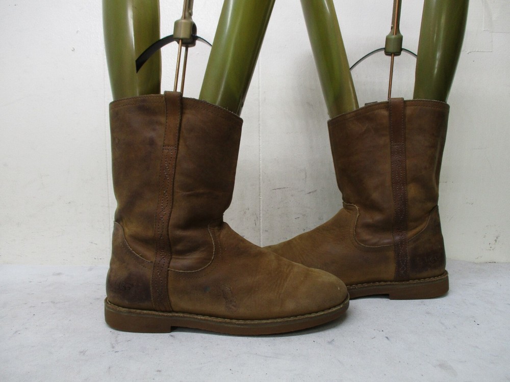 UGG Australia Brown Nubuck Leather Mid Calf Boots Youth Size 4 Style 1002069