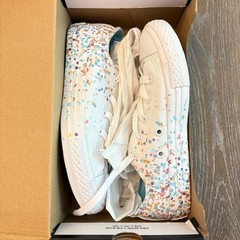 Converse Junior Size 2 All Star Low Top Confetti Sneakers White Cyan