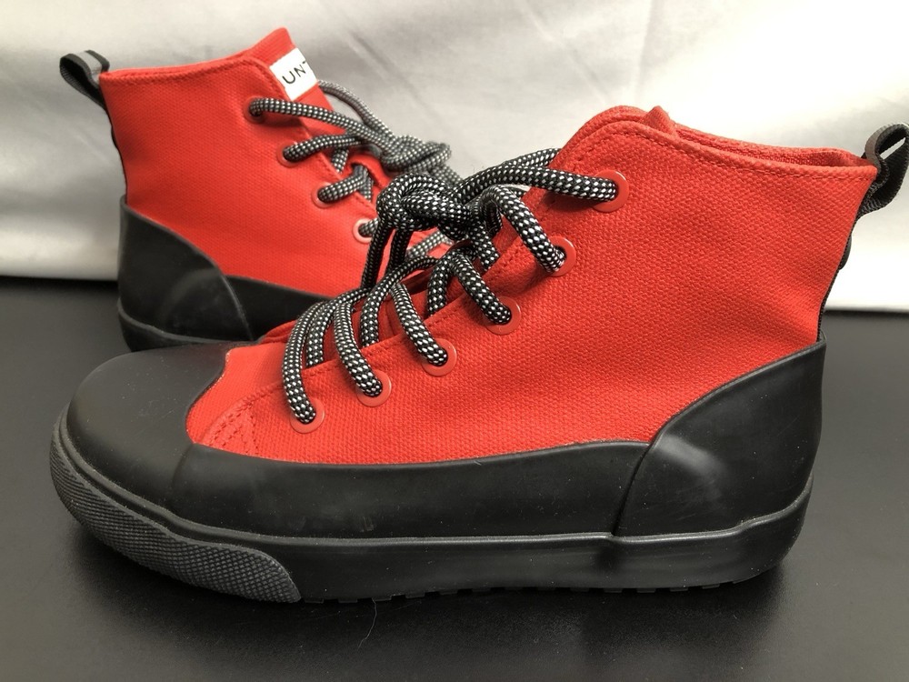 Hunter for Target High Top Canvas Rubber Dipped Sneakers Youth Sz 2 Red Black
