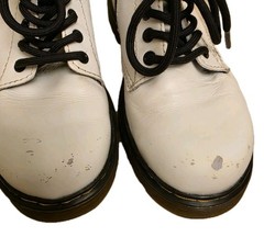 Dr. Martens 1460 J White Smooth Leather Lace Up/Zip Ankle Boots Youth Size 11