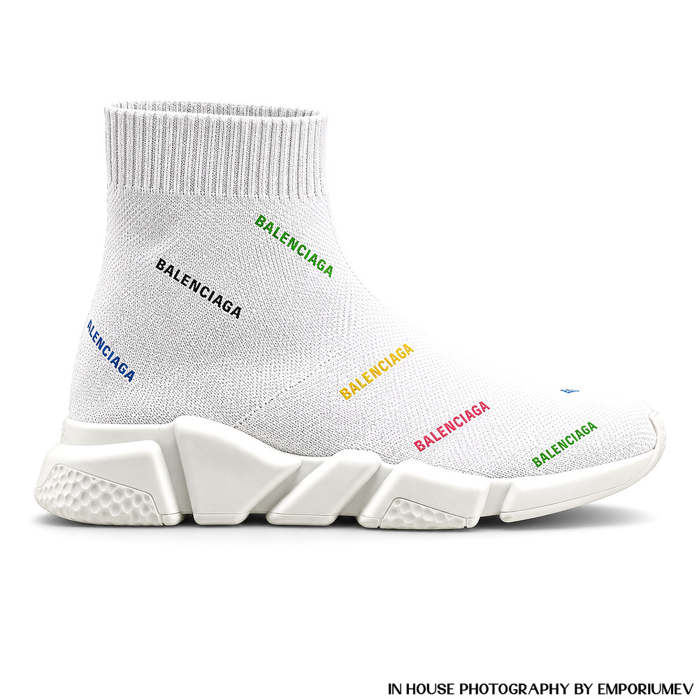 Balenciaga Youth White Multi Logo Speed Sock Sneakers Size EU 23 24 NWB 0003
