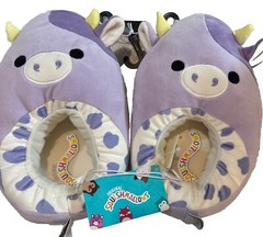 NWT Squishmallows House Slippers Bubba Purple Cow, Unisex 11/12 Kids Boys, Girls