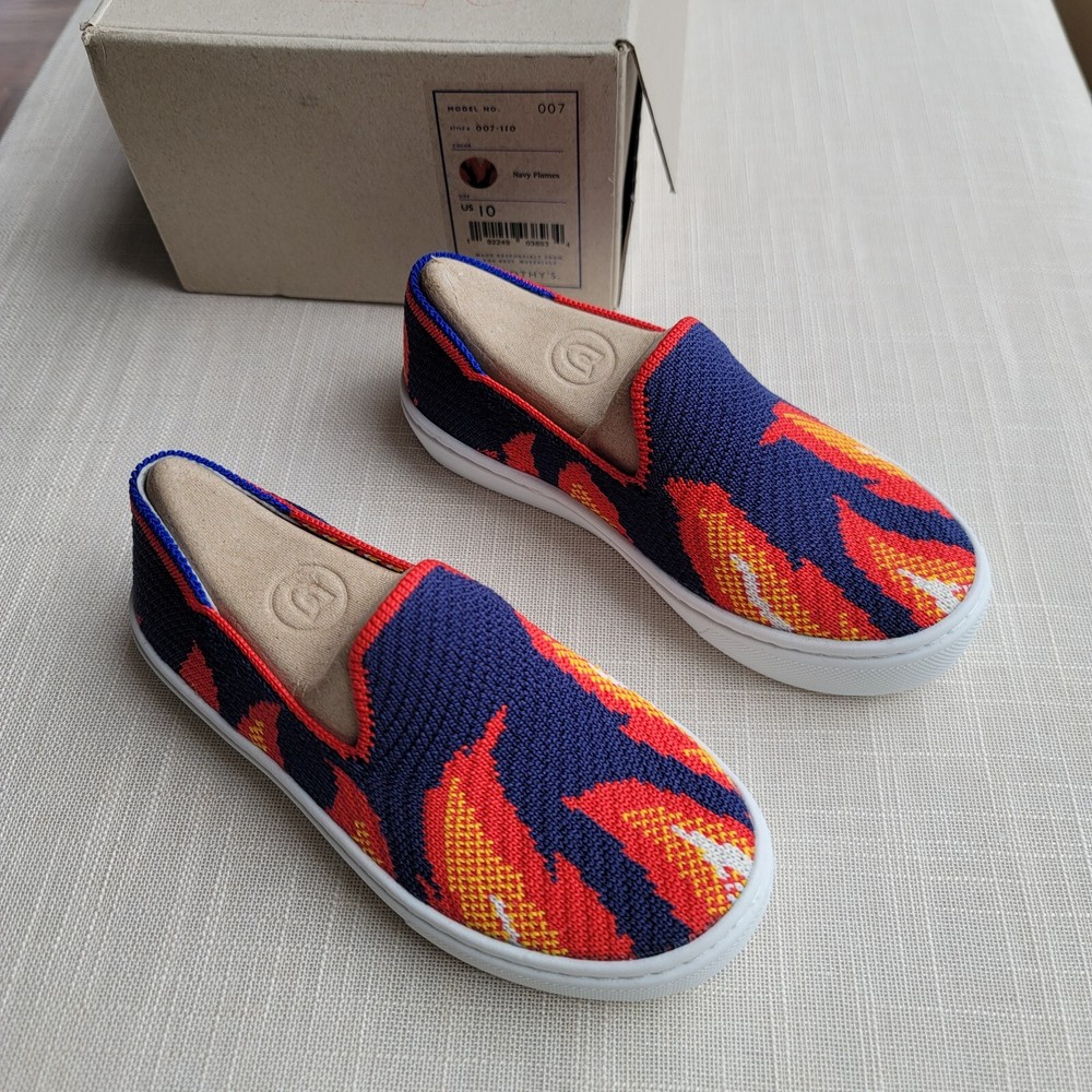 New! Rothy’s K10 Navy Flame Knit Slip On Shoes Little Kids Rothys Boys Toddler