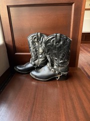 Vintage Durango Black Leather Biker Boots Youth Size 3.5 D
