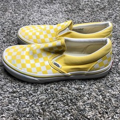 Vans Off The Wall Yellow/White Checker Pattern Youth Size: 4 Slide In Shoe