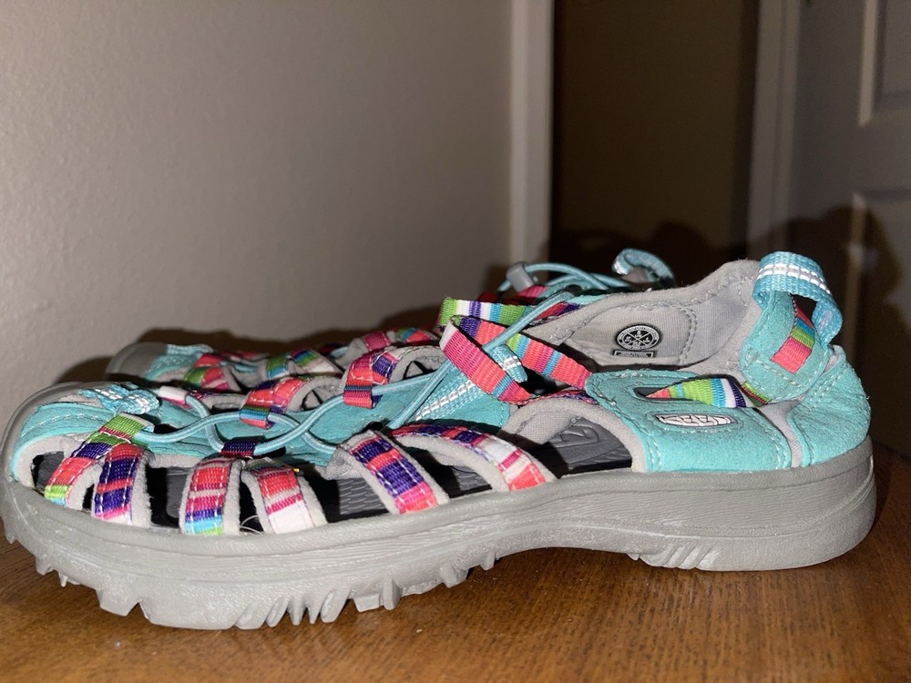 Keen Whisper Waterproof Turquoise Strips Hiking Sandals Youth Size 5 EU 37
