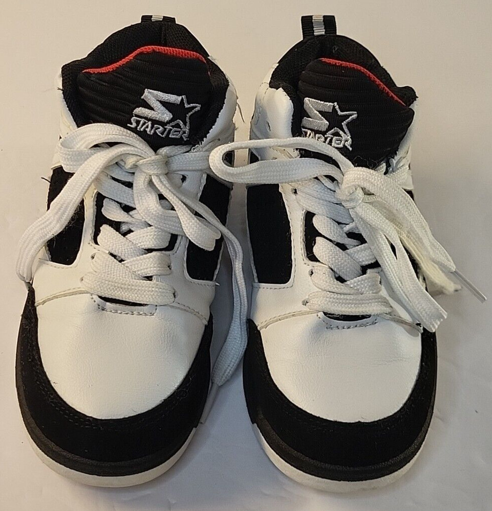 Starter Sneakers Kids Size 11 High Top Lace Up Athletic Faux Suede White & Black