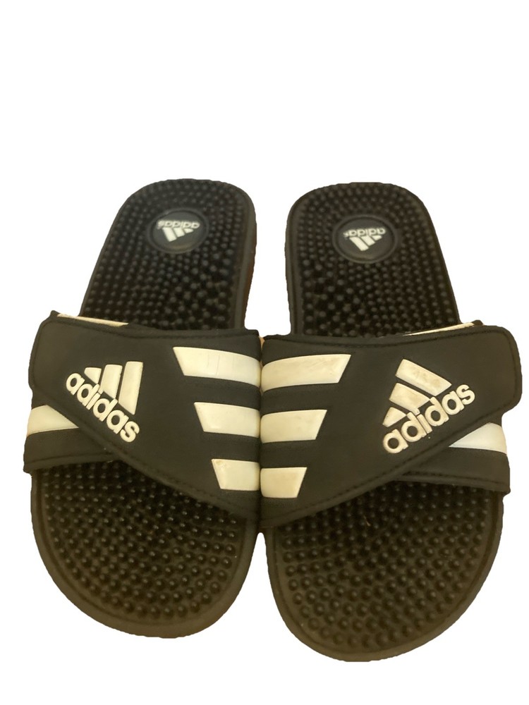 Adidas Black And White Adjustable Spike Slides Sandals Big Kids Size 4