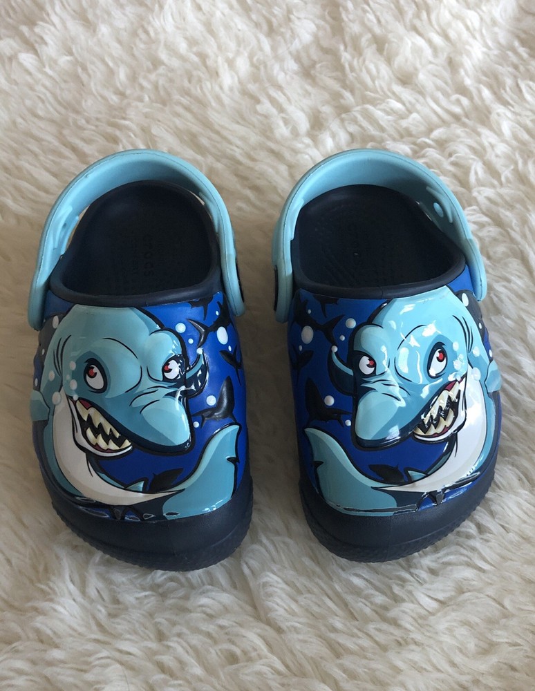 CROCS FUNLAB LED Lights Shark Blue SANDALS – Size: C3