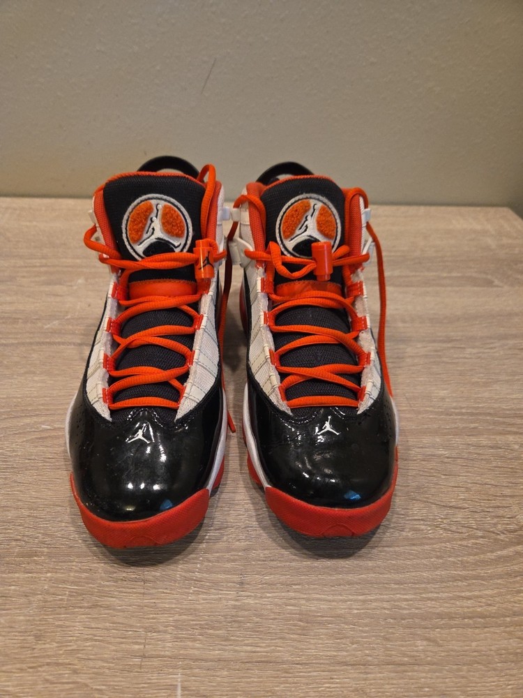 Nike Air Jordan 6 Rings Team Orange White Black DV1345-108 Size 7Y