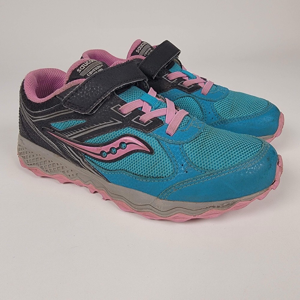 Saucony Cohesion 14 Childs Size 3.5 US / 35 Blue Pink Running Sneakers Shoes