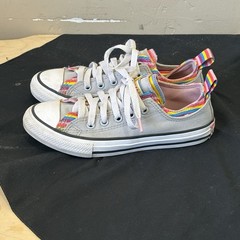 Converse All Star Double Tongue Rainbow Gray Lace Up Sneaker Sz 1 Junior