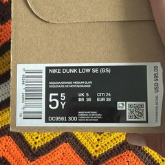 Big Kid’s Nike Dunk Low SE Sequoia/Orange-Medium Olive (DC9561 300) – 5.5y
