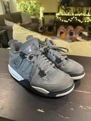 Jordan 4 Retro Gray White Yellow Black Suede 6Y Basketball Sneakers