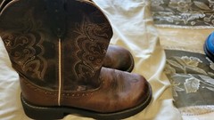 Justin Gypsy Boots 7.5B Brown Leather Pull On Beautiful Style And Great Comfort!