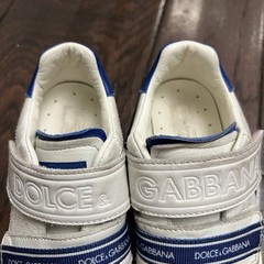 Authentic Dolce & Gabbana white and blue leather kids sneakers