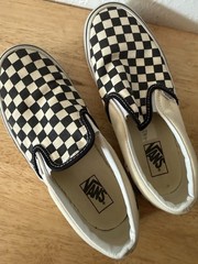 Vans Kids Black Ann White Checkered Slip Ons