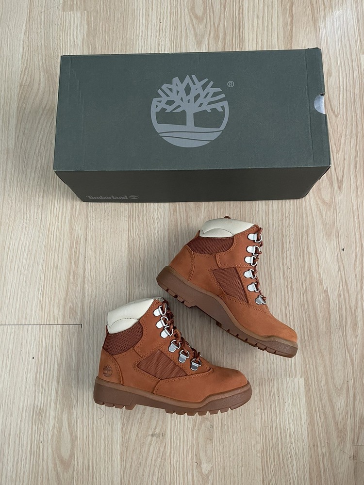 TIMBERLAND TBOA1Q5D Orange 6in Field Boots 12.5 Youth NEW