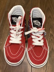 Red And Black Hightop Vans Kid Size 11c