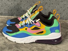 Nike Air Max 270 React Shoes Youth Size 4Y Multicolor Rainbow Running CU4668-001