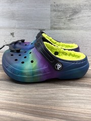 Crocs Classic Lined Clog C11 Kids Aurora Tie Dye Fuzzy Lined Slip On Shoes